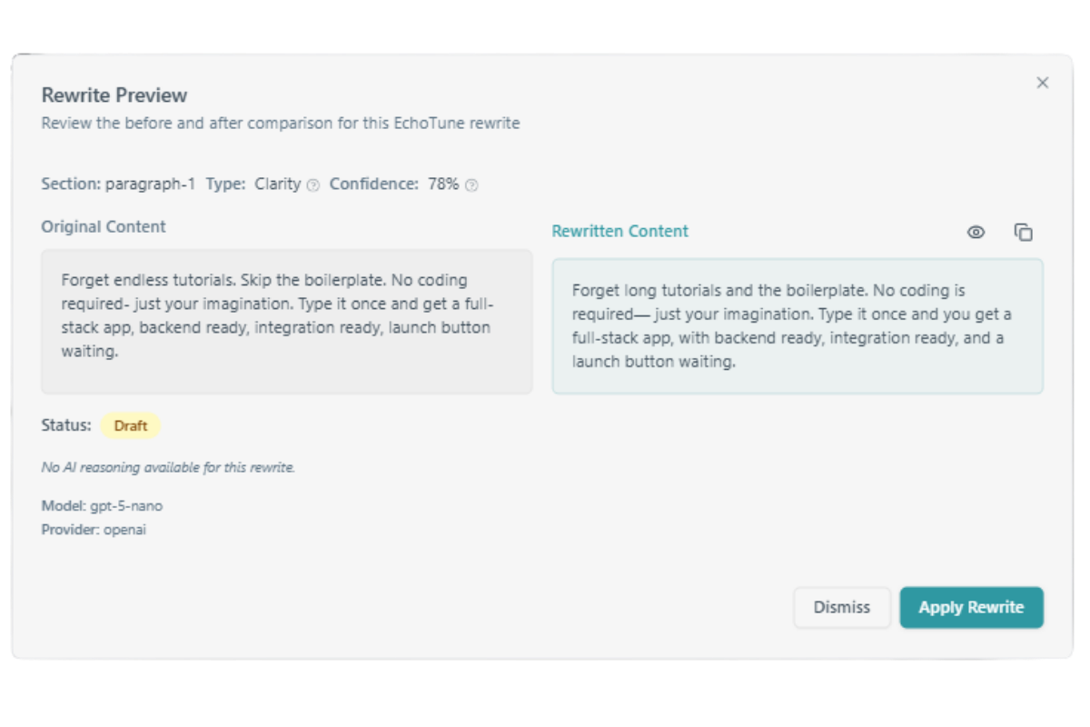 EchoTune applies guided rewrites
